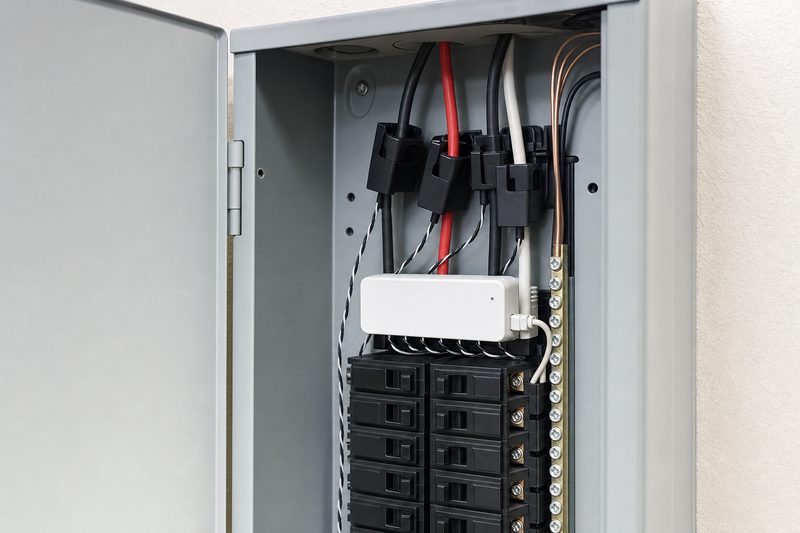 Home energy monitor installed in electrical panel