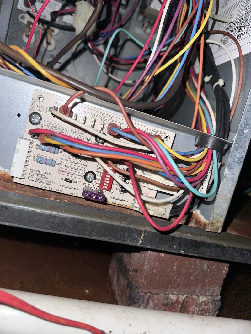 HVAC air handler control board and low-voltage wiring