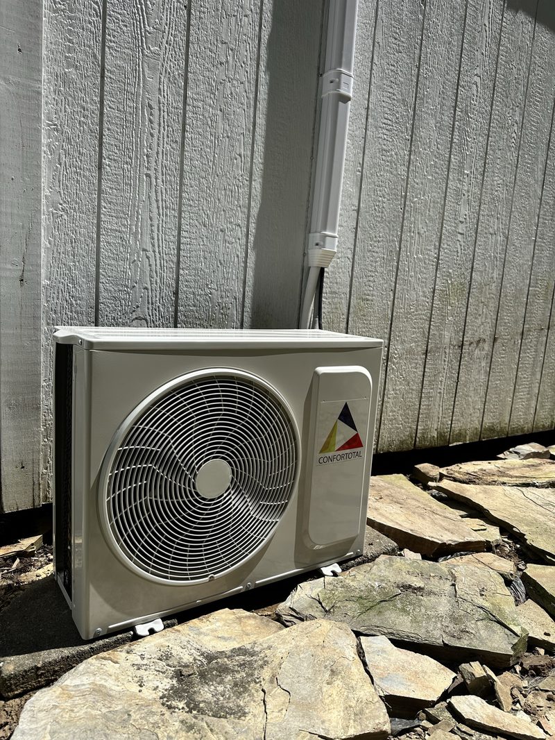 Mini-split outdoor condenser installation in Western NC